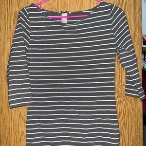 Striped Gray and White Women's Top